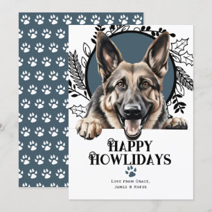 Cartes Pour Fêtes Annuelles Joyeux Howlidays Allemand Berger Chien Noël