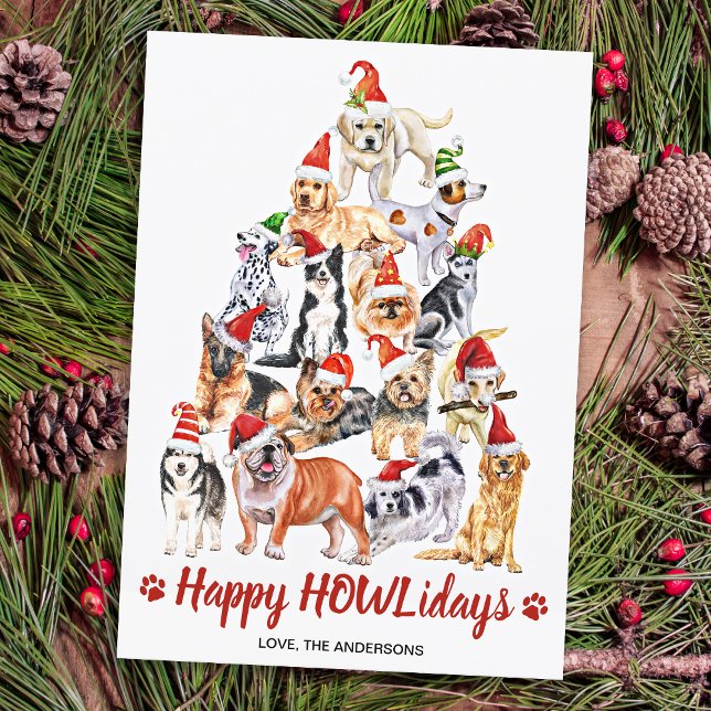 Cartes Pour Fêtes Annuelles Joyeux HOWLidays Amoureux de les chiens Chiens d'a (Créateur téléchargé)