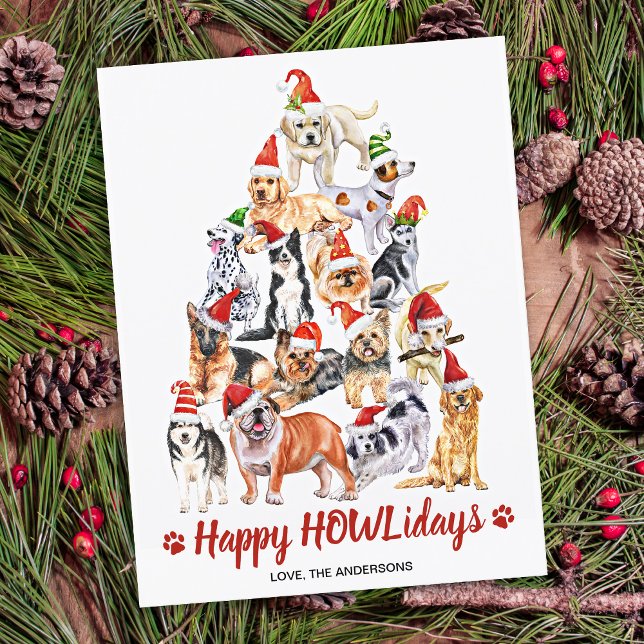 Cartes Pour Fêtes Annuelles Joyeux HOWLidays Amoureux de les chiens Chiens d'a (Créateur téléchargé)