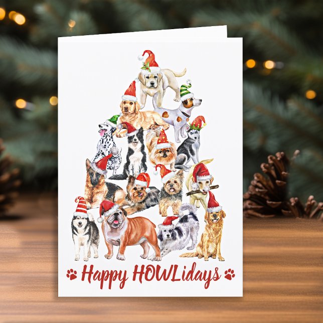 Cartes Pour Fêtes Annuelles Joyeux HOWLidays Amoureux des chiens Noël Animaux  (Créateur téléchargé)