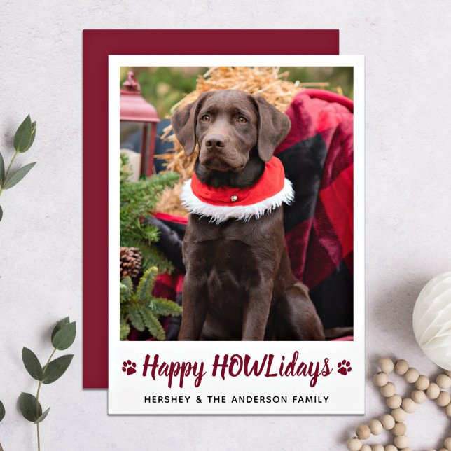 Cartes Pour Fêtes Annuelles Joyeux HOWLidays Amoureux des chiens Photo animal  (Créateur téléchargé)