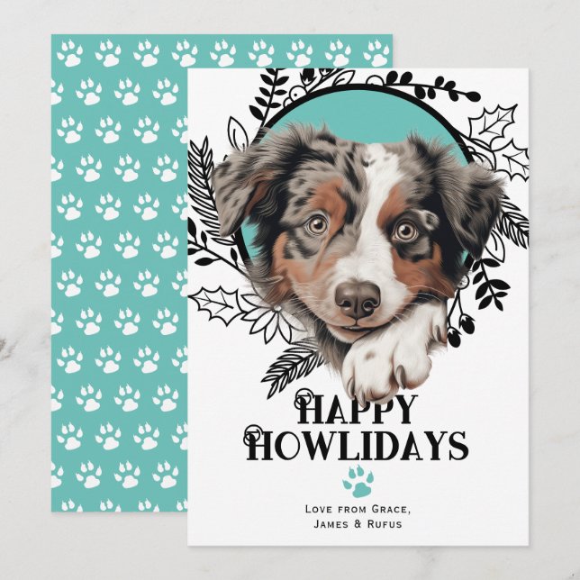 Cartes Pour Fêtes Annuelles Joyeux Howlidays Australian Cattle Dog Christmas (Devant / Derrière)