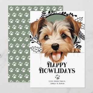 Cartes Pour Fêtes Annuelles Joyeux Howlidays Biewer Terrier Chien Noël