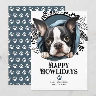 Cartes Pour Fêtes Annuelles Joyeux Howlidays Boston Terrier Dog Christmas