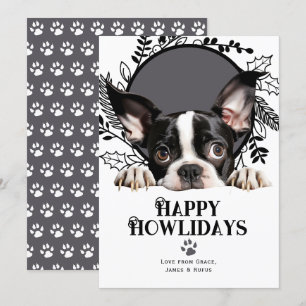 Cartes Pour Fêtes Annuelles Joyeux Howlidays Boston Terrier Dog Christmas