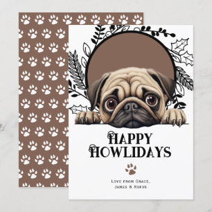Cartes Pour Fêtes Annuelles Joyeux Howlidays Carlin chien Noël