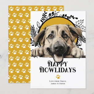 Cartes Pour Fêtes Annuelles Joyeux Howlidays Chien berger anatolien