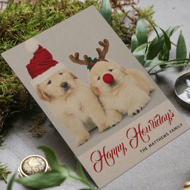 Cartes Pour Fêtes Annuelles Joyeux Howlidays Chien Chien de Noël (Créateur téléchargé)