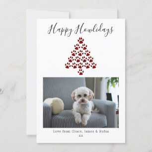 Cartes Pour Fêtes Annuelles Joyeux Howlidays Chien Noël Photo de Noël - Rouge