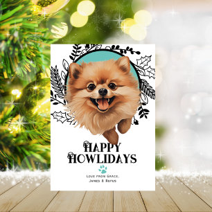 Cartes Pour Fêtes Annuelles Joyeux Howlidays Chien Poméranien Noël