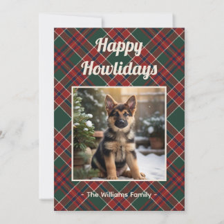 Cartes Pour Fêtes Annuelles Joyeux Howlidays Chien Rouge Vert Carreaux de Noël