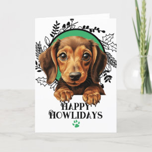 Cartes Pour Fêtes Annuelles Joyeux Howlidays Dachshund Weiner Chien Noël