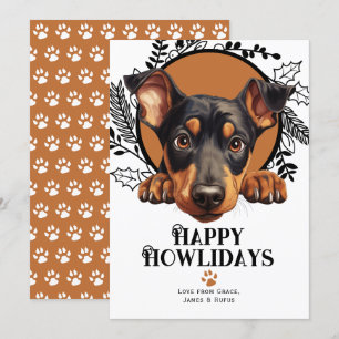 Cartes Pour Fêtes Annuelles Joyeux Howlidays Doberman Pinscher Chien Noël