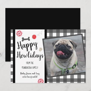 Cartes Pour Fêtes Annuelles Joyeux Howlidays En vichy Chien Noël