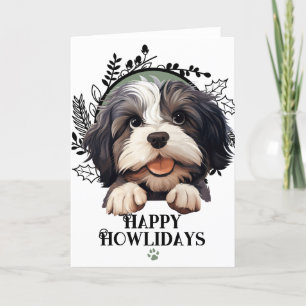 Cartes Pour Fêtes Annuelles Joyeux Howlidays Fête de chien de Lowchen