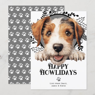 Cartes Pour Fêtes Annuelles Joyeux Howlidays Fil Fox Terrier Chien Noël