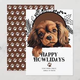 Cartes Pour Fêtes Annuelles Joyeux Howlidays Français Jouet Spaniel Chien Noël
