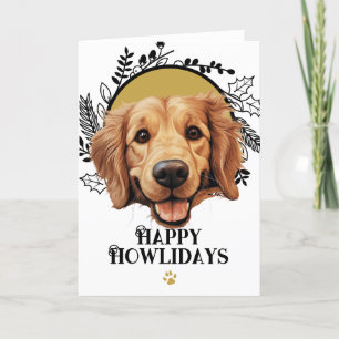 Cartes Pour Fêtes Annuelles Joyeux Howlidays Golden Retriever Dog Christmas