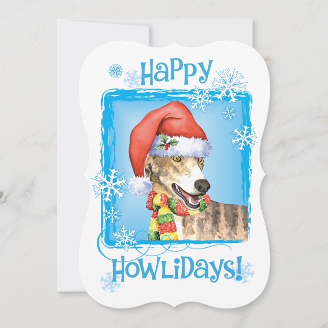 Cartes Pour Fêtes Annuelles Joyeux Howlidays Greyhound (Devant)