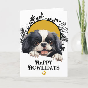 Cartes Pour Fêtes Annuelles Joyeux Howlidays Japonais Chien Chin Noël