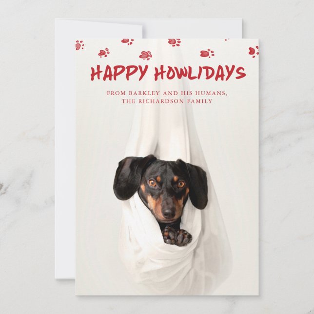 Cartes Pour Fêtes Annuelles Joyeux Howlidays | Jolie photo pour animaux de com (Devant)