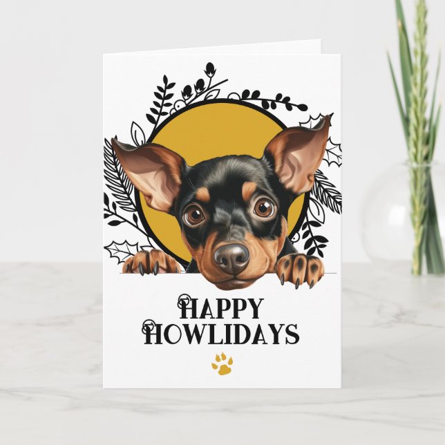 Cartes Pour Fêtes Annuelles Joyeux Howlidays Manchester Terrier Chien Noël (Devant)