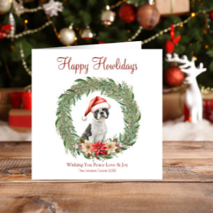 Cartes Pour Fêtes Annuelles Joyeux Howlidays mignon Boston Terrier Dog