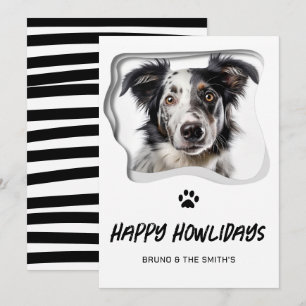 Cartes Pour Fêtes Annuelles Joyeux Howlidays mignon Chien blanc noir Noël