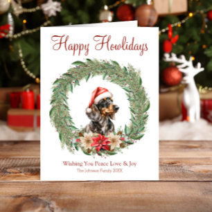 Cartes Pour Fêtes Annuelles Joyeux Howlidays mignon chien Dachshund