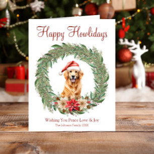 Cartes Pour Fêtes Annuelles Joyeux Howlidays mignon Golden Retriever Chien