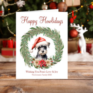 Cartes Pour Fêtes Annuelles Joyeux Howlidays mignon Schnauzer Chien de petite