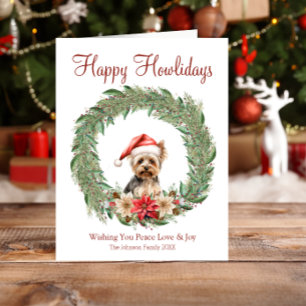 Cartes Pour Fêtes Annuelles Joyeux Howlidays mignon Yorkie Chien