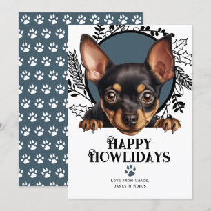 Cartes Pour Fêtes Annuelles Joyeux Howlidays Miniature Pinscher Chien Noël