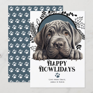 Cartes Pour Fêtes Annuelles Joyeux Howlidays Napolitan Mastiff Chien Noël
