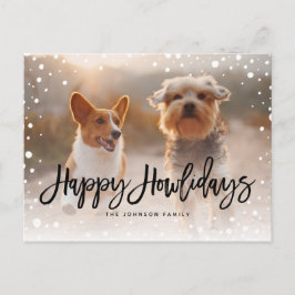 Cartes Pour Fêtes Annuelles Joyeux Howlidays Neige | Photo de chien d'animal d