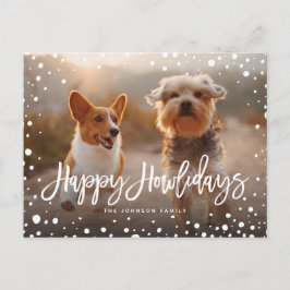 Cartes Pour Fêtes Annuelles Joyeux Howlidays Neige | Photo de chien d'animal d