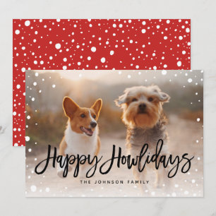 Cartes Pour Fêtes Annuelles Joyeux Howlidays Neige   Photo de Noël pour animau