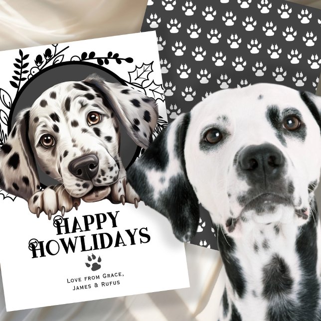 Cartes Pour Fêtes Annuelles Joyeux Howlidays Noël de chien dalmate (Happy Howlidays Dalmatian Dog Christmas Holiday Card
by Ricaso. Dally spotty dog cards for xmas)