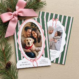Cartes Pour Fêtes Annuelles Joyeux Howlidays Nœud Rose Photo de Chien