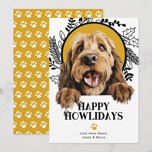Cartes Pour Fêtes Annuelles Joyeux Howlidays Otterhound Dog Christmas (Devant / Derrière)