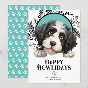 Cartes Pour Fêtes Annuelles Joyeux Howlidays Portugais Water Dog Noël