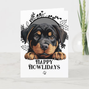 Cartes Pour Fêtes Annuelles Joyeux Howlidays Rottweiler Chien Noël
