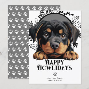 Cartes Pour Fêtes Annuelles Joyeux Howlidays Rottweiler Chien Noël