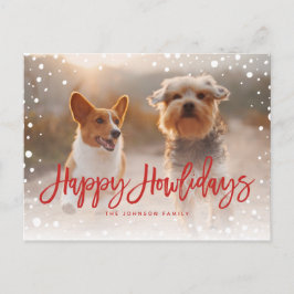 Cartes Pour Fêtes Annuelles Joyeux Howlidays Rouge neigeux | Photo de chien d'