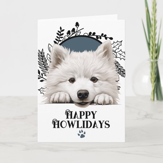 Cartes Pour Fêtes Annuelles Joyeux Howlidays Samoyed Dog Christmas (Devant)