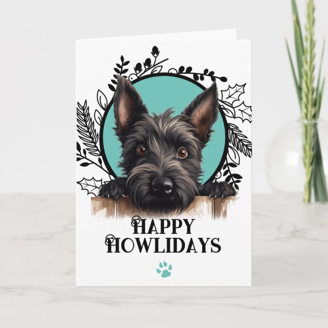 Cartes Pour Fêtes Annuelles Joyeux Howlidays Scottish Terrier Dog Christmas (Devant)