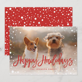 Cartes Pour Fêtes Annuelles Joyeux Howlidays Snow Red | Photo de Noël pour ani