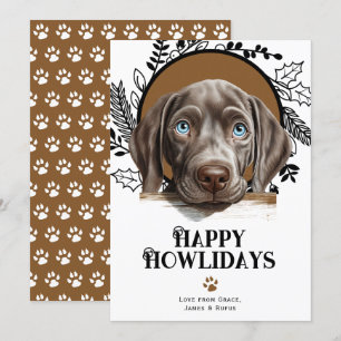 Cartes Pour Fêtes Annuelles Joyeux Howlidays Weimaraner Chien Noël