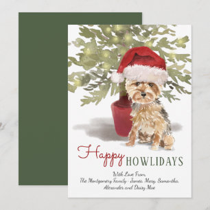 Cartes Pour Fêtes Annuelles Joyeux Howlidays Yorkshire Terrier Aquarelle