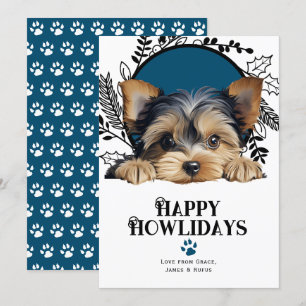 Cartes Pour Fêtes Annuelles Joyeux Howlidays Yorkshire Terrier Chien Noël